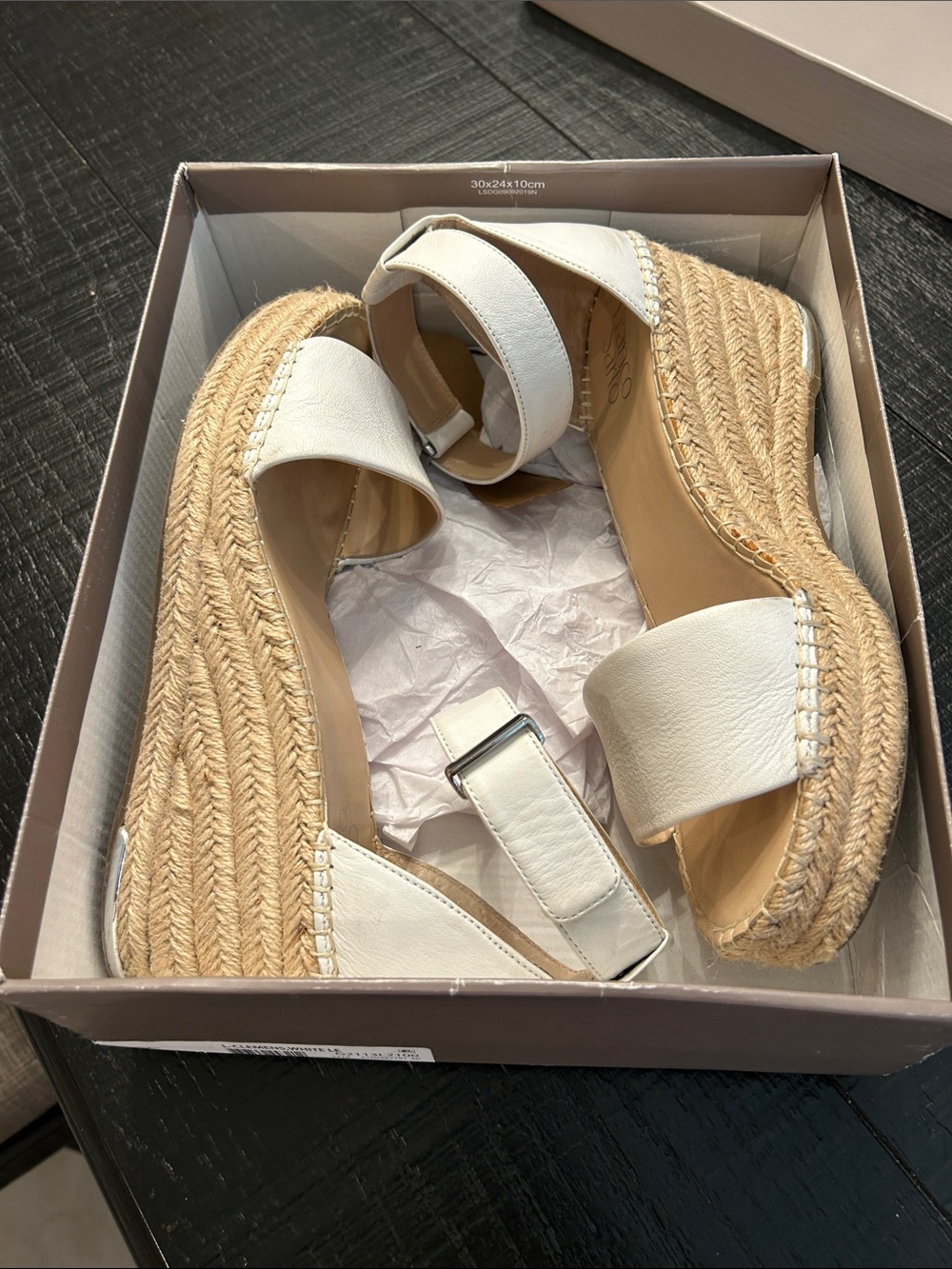 Franco Sarto Cream Leather Ankle-Strap Espadrille Sandals - Picture 5 of 5